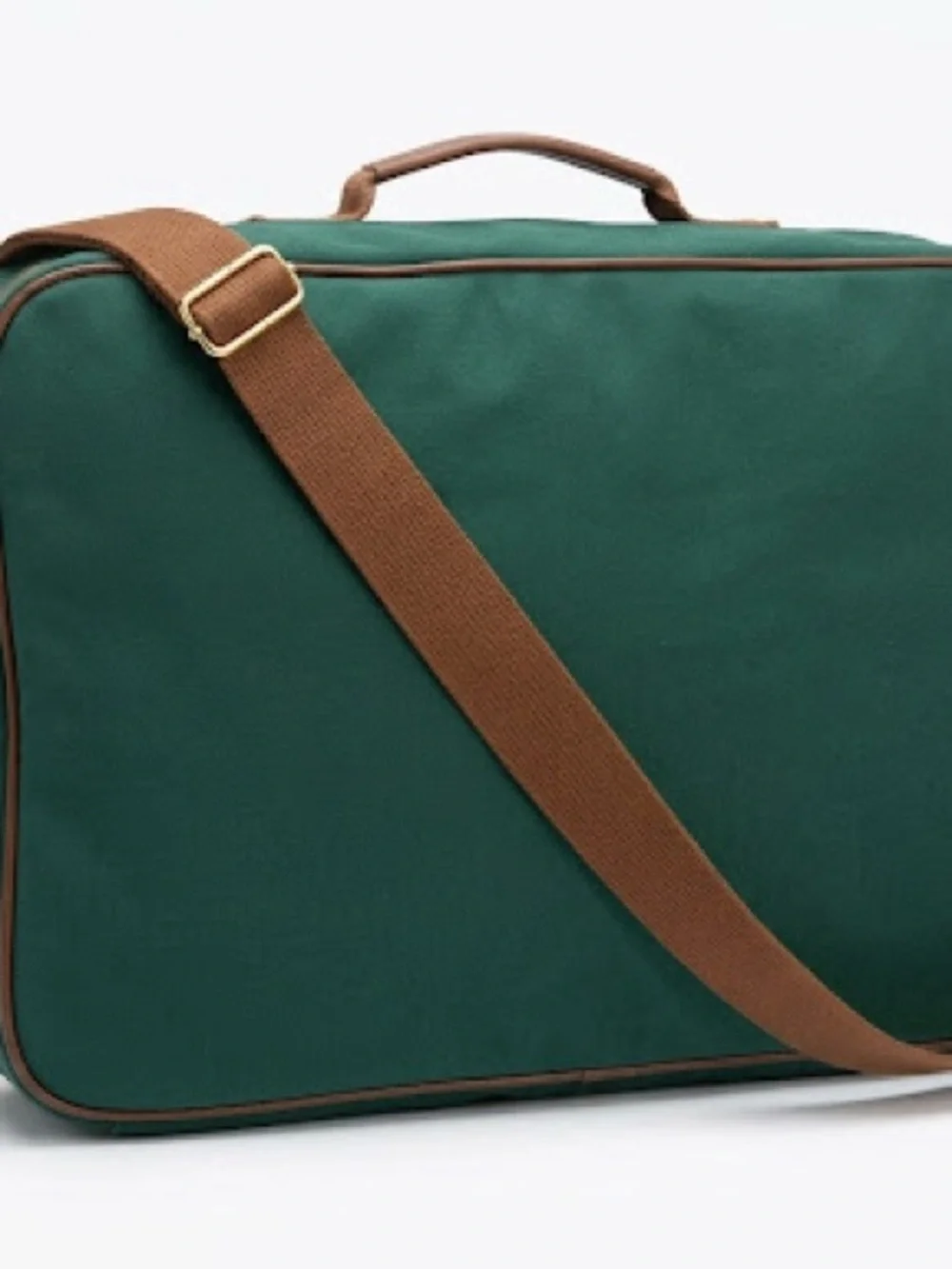 Polo Green Canvas Travel Duffel with Brown Trim and Adjustable Strap
